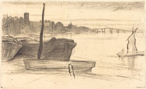 Chelsea híd és templom alkotó: James Abbott McNeill Whistler