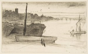 Chelsea híd és templom alkotó: James McNeill Whistler