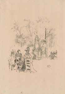 Beszélgetés a szobor alatt, Luxembourg Gardens alkotó: James Abbott McNeill Whistler