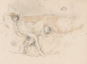 Drapált figura, fekvő alkotó: James Abbott McNeill Whistler