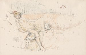 Drapírozott alak, fekvő alkotó: James McNeill Whistler