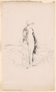 Drapizált modell, kanapé mellett állva alkotó: James Abbott McNeill Whistler