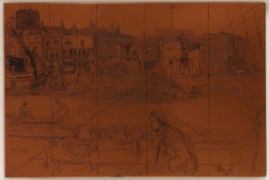 Rézkarc: Black Lion Wharf alkotó: James Abbott McNeill Whistler