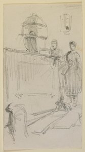 Figurák egy szökőkút mellett alkotó: James Abbott McNeill Whistler