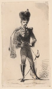Huszár (recto) Férfi cilinderrel és bekötözött fejjel (fordítva) alkotó: James Abbott McNeill Whistler