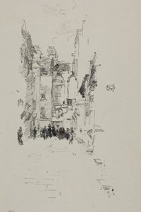 Kis udvar, posztóvásár alkotó: James Abbott McNeill Whistler