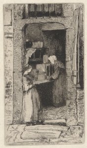 Mustárasszony, a természetből származó tizenkét rézkarc egyike alkotó: James Abbott McNeill Whistler