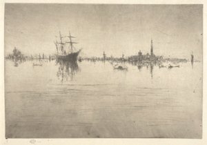 Nocturne, az első velencei díszletből (Velence, Tizenkét rézkarc sorozat) alkotó: James Abbott McNeill Whistler
