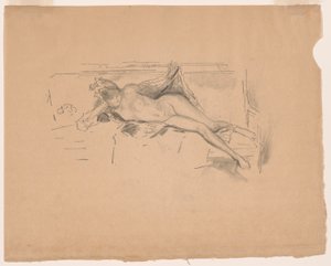 Akt modell, fekvő alkotó: James Abbott McNeill Whistler