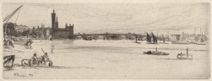 Régi Westminster híd, a Temze díszletéből (Tizenhat rézkarc sorozat a Temzéről és más témákról) alkotó: James Abbott McNeill Whistler
