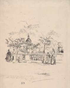A Pantheon a Luxemburgi kert teraszáról nézve alkotó: James McNeill Whistler