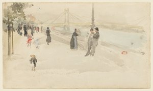 Rózsaszín és ezüst - Chelsea, a rakpart alkotó: James McNeill Whistler