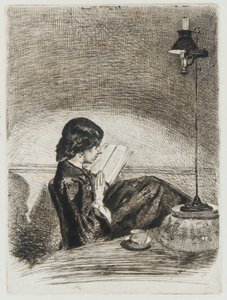 Olvasás lámpafénynél alkotó: James Abbott McNeill Whistler