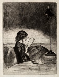 Olvasás lámpafénynél alkotó: James McNeill Whistler