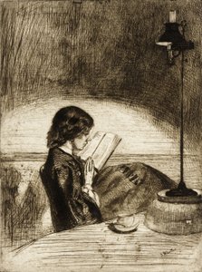 Olvasás lámpafénynél alkotó: James McNeill Whistler