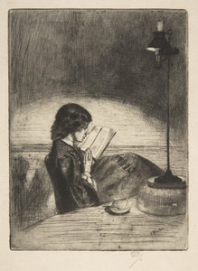 Olvasás lámpafénynél alkotó: James McNeill Whistler