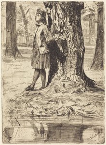 Seymour egy fa alatt állva alkotó: James McNeill Whistler