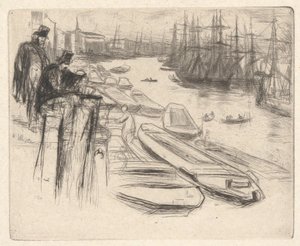 A kis medence, a „Thames Set” című sorozatból (Tizenhat rézkarc a Temze-parti jelenetekről és egyéb témákról) alkotó: James McNeill Whistler