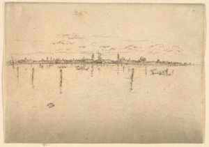 A kis Velence az első velencei díszletből (Velence, Tizenkét rézkarc sorozat) alkotó: James Abbott McNeill Whistler