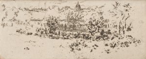 A Pantheon a teraszról, Luxembourg Gardens alkotó: James Abbott McNeill Whistler