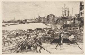 A medence, a Temze díszletéből (Tizenhat rézkarc sorozat a Temzéről és más témákról) alkotó: James Abbott McNeill Whistler