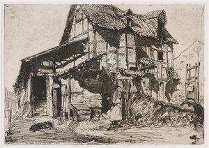 A nem biztonságos bérház. A tizenkét rézkarc egyike a természetből (A francia díszlet) alkotó: James Abbott McNeill Whistler
