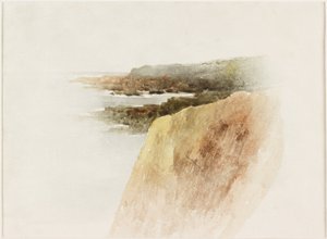 Tengeri tájkép: Headland és sziklák (akvarell és ceruza papíron)