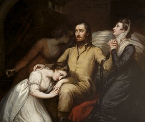 Lafayette az olmützi kazamatában feleségével és lányaival, 1797