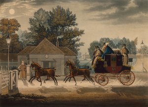Mail Coach by Moonlight (színes gravírozás) alkotó: James Pollard