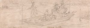 Punt Fishing in the Thames (grafit papíron) alkotó: James Pollard