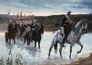 A 17. Lancers menetben Közép-Indiában 1858-ban (színes litó)