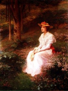 Elegáns Lady Sitting in Woodlands alkotó: James R. Lee
