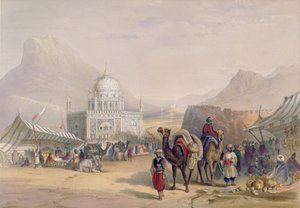 „Ahmed Shauh”, Afganisztán királyának temploma, Kandahar, 27. tábla „Afganisztán díszletei, lakói és jelmezei” című könyvből, metszett: Robert Carrick (kb. 1829-1904) 1848