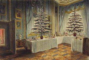 Kent hercegnő és a királyi gyerekek karácsonyfái a windsori kastélyban, 1850