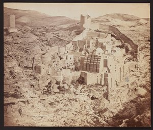 „Mar Saba kolostora. 1857” [Szent Szabbasz nagy lavrája, arabul Mar Saba néven ismert - ortodox kolostor a Kidron-völgyben, Ciszjordániában, Betlehemtől keletre] alkotó: James Robertson