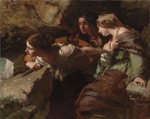 Bátorság, szorongás és kétségbeesés: A csata nézése (olaj, vászon)