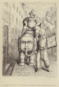 Carlo Khan diadalmas belépője a Leadenhall Streetre: szatíra Charles James Fox Whig-politikusról és Indiával kapcsolatos ambícióiról