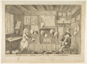 Razors Levée, avagy Ye Heads of a New Wig Ad [administration] on a Broad Bottom, 1783. április 21. alkotó: James Sayers