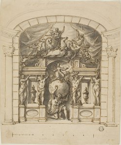 Design for Stage Scenery (Hampton Court) mitológiai figurákkal alkotó: James Thornhill