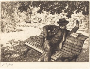 Denoisel olvas a kertben, 1882. alkotó: James Tissot