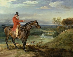 John Levett Hunting at Wychnor, Staffordshire [alternatív cím: Theophilus Levett és egy kedvenc vadász) alkotó: James Ward