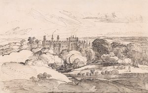 Lea kastély az erdő felett, 1814 (toll és fekete tinta papíron) alkotó: James Ward