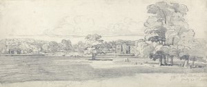 The Old Hall, Tabley, Parkland körül, 1814. július 20. (ceruza papíron) alkotó: James Ward