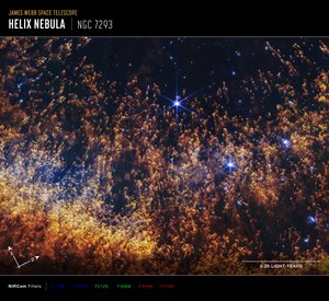 Helix-köd (NIRCam Compass felvétel) alkotó: James Webb Space Telescope (NASA)