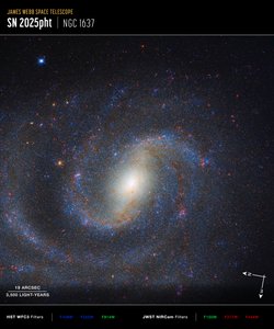 NGC 1637 Compass-felvétel alkotó: James Webb Space Telescope (NASA)