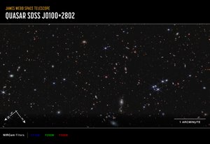 Quasar J0100+2802 (NIRCam iránytű képe) alkotó: James Webb Space Telescope (NASA)