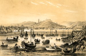 Ningbo, egyike annak az öt kikötőnek, amelyet a késői brit kereskedelem előtt megnyílt kikötők, Kína, 1847