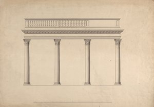 Cobham Hall, Kent: oszlopsor homlokzata balusztrádos mellvéddel alkotó: James Wyatt