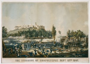 Chapultepec vihara, 1847. szeptember 13. (kromolitográfia szőtt papíron) alkotó: James after Walker