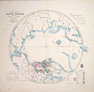 Az északi sarkvidék térképe az Admiralitás felméréseiből, harmadik kiadás, 1854 körül (metszet) alkotó: James the Younger Wyld